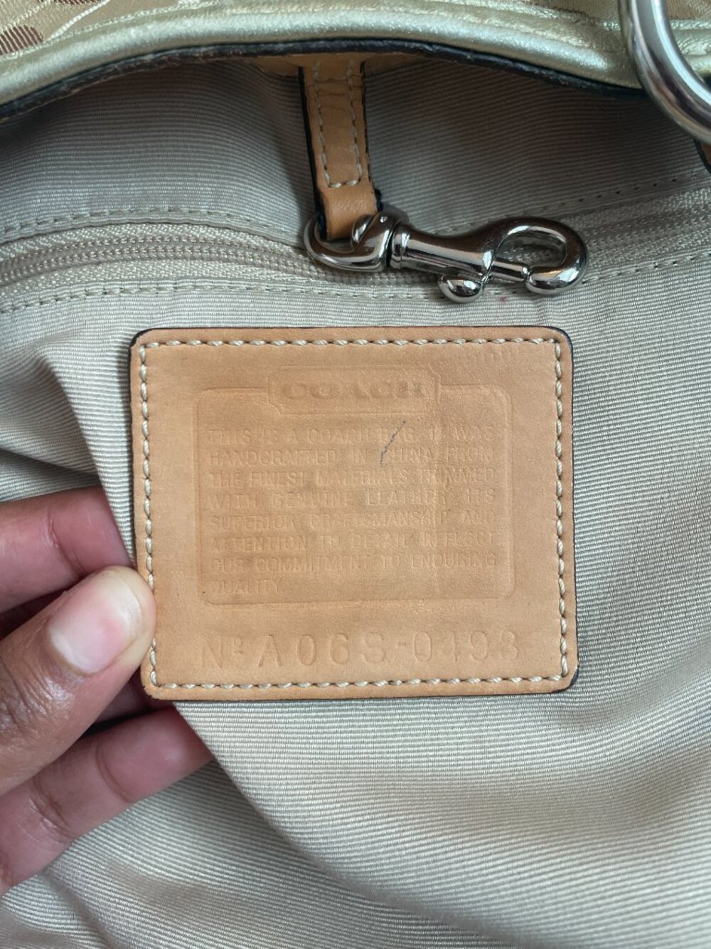 Vintage Coach Y2K Tan/Silver Optic Signature Canvas Tote Shoulder Bag 0498 💿 - Picture 16 of 16